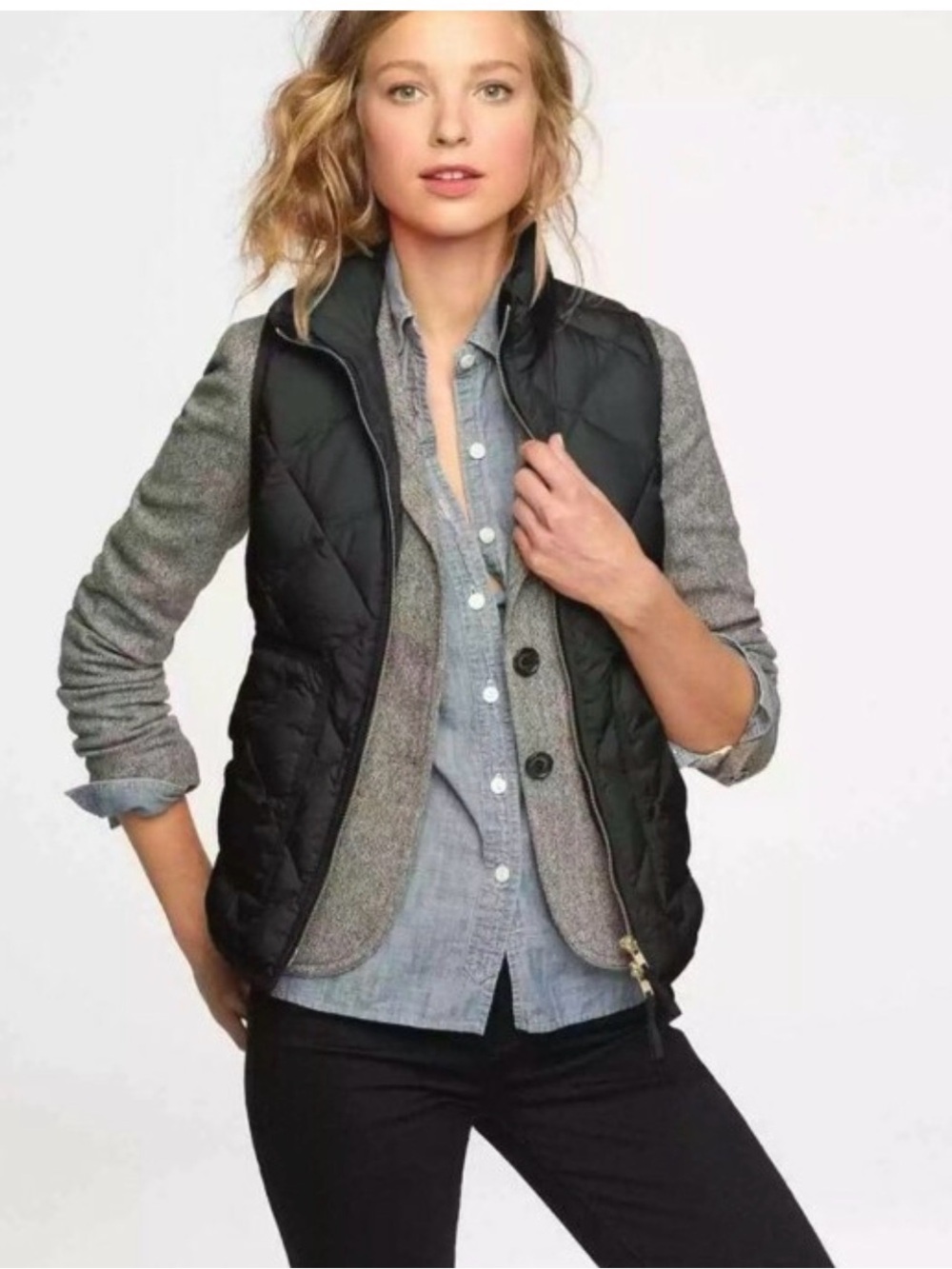 J. Crew Down Black Quilted Puffer Vest NWOT